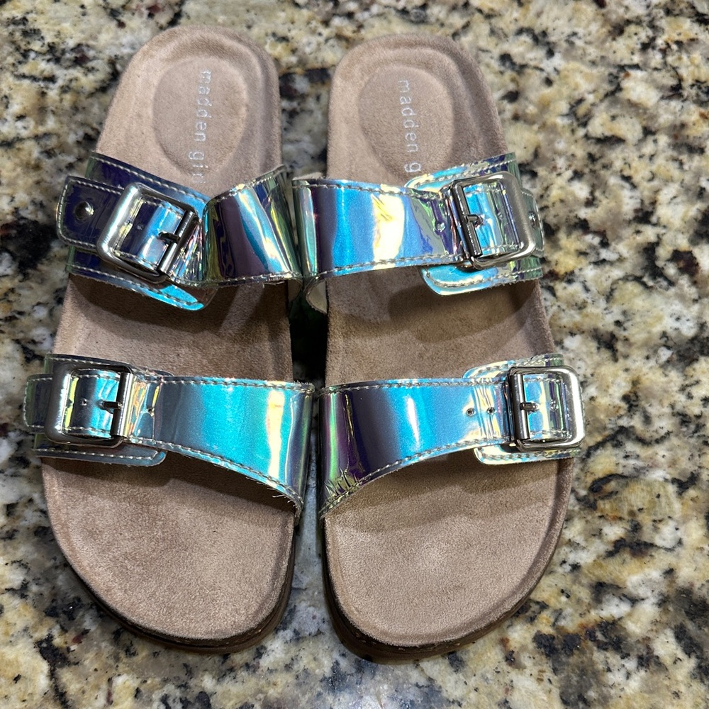 Madden Girl Iridescent Buckle Sandals new without box